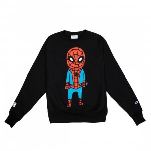 BAIT x Spiderman x Champion Men Spiderman Doodle Crewneck Sweater (black)