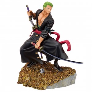 Bandai Figuarts Zero One Piece Roronoa Zoro WT100 Commemorative Eiichiro Oda Illustration Daikaizoku Hyakkei Figure (black)