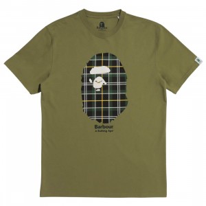 Barbour x Bape Men Tee (olive / burnt olive)