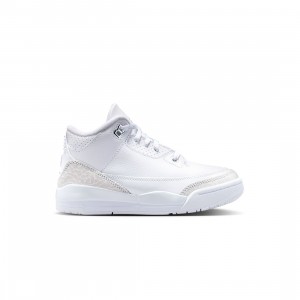 Jordan Little Kids 3 Retro (white / metallic silver-white)