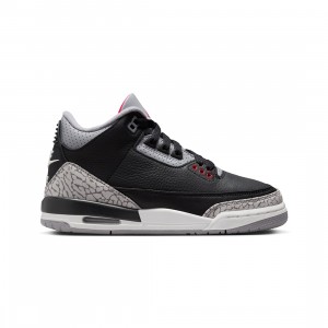 Air Jordan 3 Retro Big Kids  (black / fire red-cement grey-summit white)