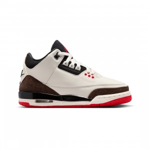 Air Jordan 3 Retro Big Kids (sail / black-university red-pale ivory)