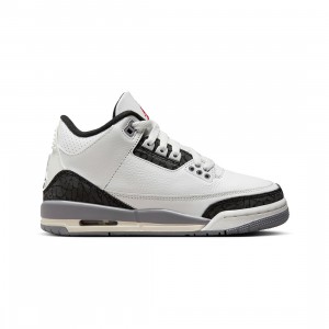 Air Jordan 3 Retro Big Kids (summit white / fire red-cement grey-black)