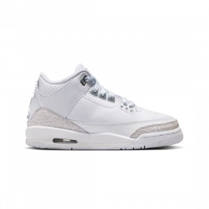 Air Jordan 3 Retro Pure Money Big Kids (white / metallic silver-white)