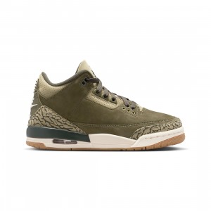 Air Jordan 3 Retro Big Kids (medium olive / sequoia-neutral olive-sail)