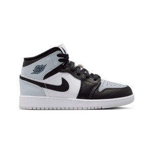 Air Jordan 1 Mid Big Kids (black / black-aura-squadron blue)