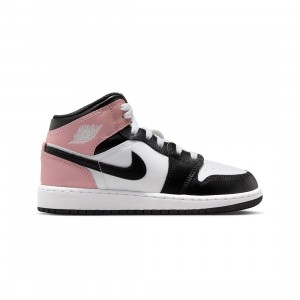 Air Jordan 1 Mid Big Kids (white / black-rust pink)