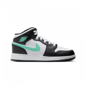 Air high Jordan 1 Mid Big Kids (white / green glow-black)
