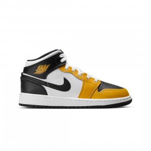 Air Jordan 1 Mid Big Kids (yellow ochre / black-white-yellow ochre)