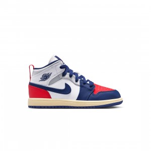 Jordan Little Kids 1 Mid (white / deep royal blue-university red)