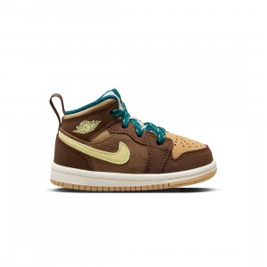 Jordan Toddlers 1 Mid SE (cacao wow / luminous green-ale brown)