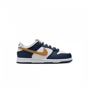 nike james Little Kids Dunk Low (white / wheat-midnight navy)