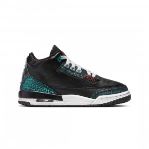 AIR JORDAN 3 RETRO Big Kids (GS) (black / siren red-hyper jade-white)