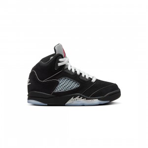 Jordan Little Kids 5 RETRO OG (PS) (black / white-metallic silver-fire red)