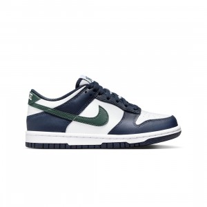 Nike and Big Kids Dunk Low Gs (obsidian / vintage green-white)