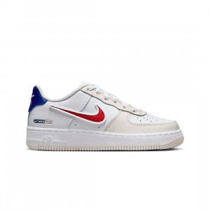 Nike and Big Kids Air Force 1 Lv8 (Gs) (white / deep royal blue-gym red-white)