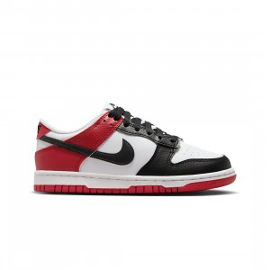 Nike and Big Kids Dunk Low Gs (gym red / black-white)