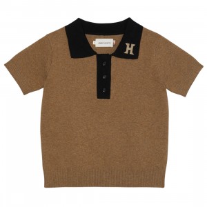 Cheap Cerbe Jordan Outlet x Saint Seiya Women Markle Polo Shirt (brown / tan)