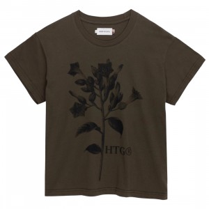Remove This Item Women Tobacco Flower Short Sleeve Tee (olive)