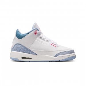 AIR JORDAN 3 RETRO Big Kids (GS) (white / pink glow-cobalt bliss)