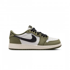 Air Jordan 1 Retro Low Big Kids (medium olive / black-summit white-sail)