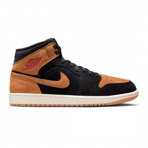 AIR JORDAN 1 MID SE Men (black / flax-varsity red-sail)