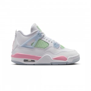 AIR JORDAN 4 RETRO Big Kids (GS) (white / med soft pink-half blue)