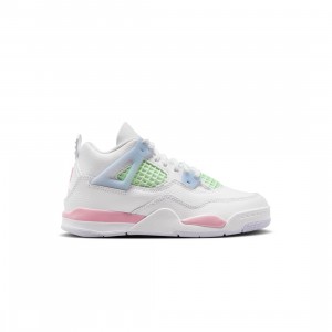 Jordan Little Kids 4 Retro (white / med soft pink-half blue)