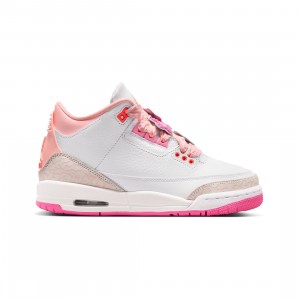 Air Jordan 3 Retro Big Kids (pearl pink / hyper orange-pink bloom)