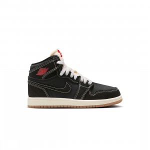 Jordan Little Kids 1 Retro High (black / sail-gum med brown)