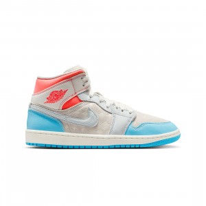 Air Jordan 1 Mid Women (sail / blue chill-hot lava-muslin)
