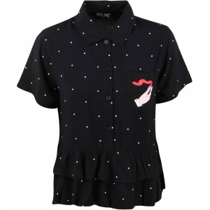 Lazy Oaf Women Lipstick Mark Shirt (black)