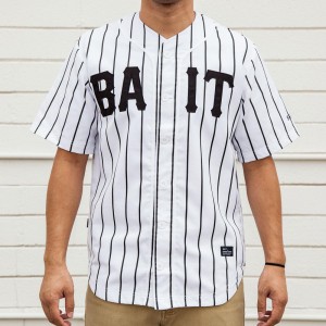BAIT Men Sluggers Baseball Jersey - Pinstripe (white / black / pinstripe)