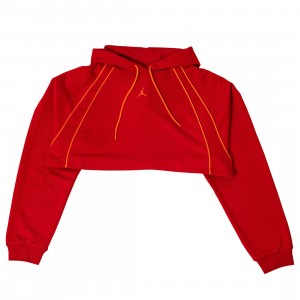 Jordan Women Sport Cropped Pullover Hoodie (fire red / safety orange / safety orange)