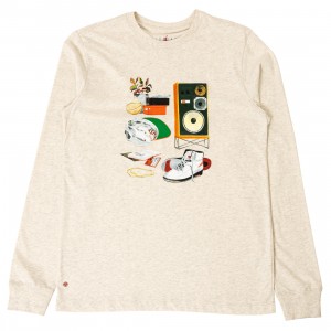 Jordan runs Men M J FLT ARTST LS CREW LONG SLEEVE T-SHIRT (oatmeal heather / white)