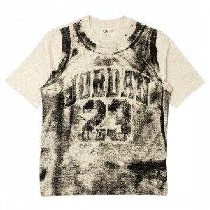 Jordan Men M J Brooklyn College All Over Print Crew Neck Tee (birch heather / black)