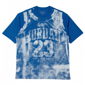 Jordan Men M J Brooklyn College All Over Print Crew Neck Tee (sport blue / sail)