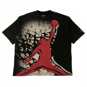 Jordan Men M J North Carolina Reissue Oversize Crew Neck Tee (black / gym red / gym red)