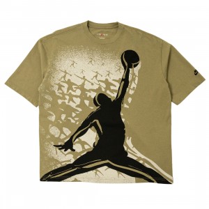 Jordan Men M J North Carolina Reissue Oversize Crew Neck Tee (medium khaki / black / black)