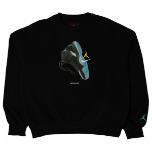 Jordan Men Brooklyn Fleece Crewneck Sweatshirt (black / gamma blue)