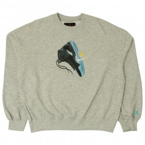 Jordan Men Brooklyn Fleece Crewneck Sweatshirt (grey heather / gamma blue)