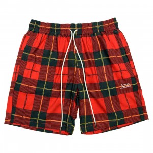 Lifted Anchors Men Ocean Plaid Shorts (red)