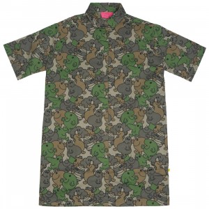 Lazy Oaf x Mr Men Women Camo Tee Dress (green / brown)