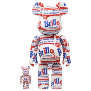 Medicom Andy Warhol Brillo 100% 400% Bearbrick Figure Set (white)