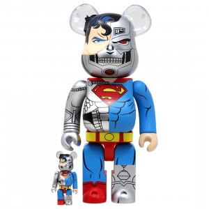 Medicom Bearbrick Cyborg Superman 100% 400% Figure set (gray / red / blue)