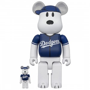 Medicom Bearbrick MLB x Peanuts Snoopy (Los Angeles Dodgers) 100% 400% Figure (blue / white)