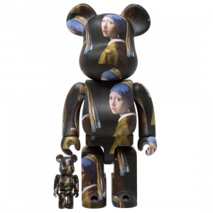 Medicom Johannes Vermeer Girl With A Pearl Earring 100% 400% Bearbrick Figure Set (black)