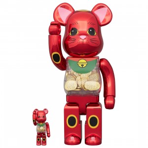 Medicom Bearbrick Maneki Neko Koban Ten Million Ryo Plum Gold Plated 100% 400% Figure (gold)