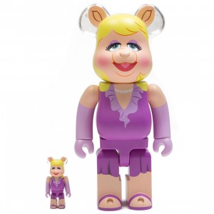 Medicom Meet the Muppets Miss Piggy 100% 400% Bearbrick Figure Set (purple)