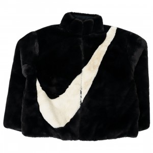 Nike Women Sportswear Faux Fur Jacket (fossil / black)